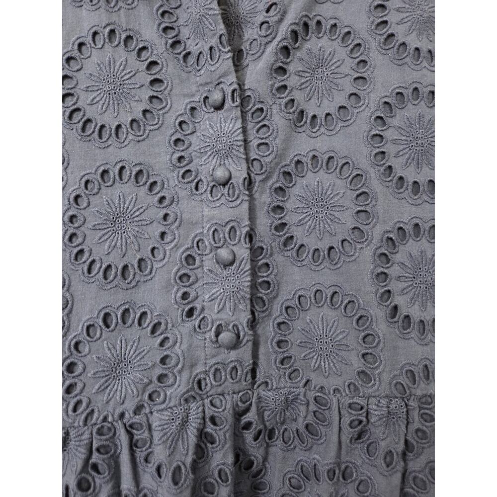 Figue Isabella Blue Eyelet Embroidered Cutout Sleeves Boho Mini Dress, Size XL - Picture 8 of 16